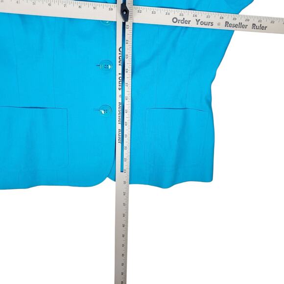 Talbots Irish Linen 3 Button Blazer Womens 10P Petite Blue Lined READ DESCRIPTIO - Picture 13 of 13